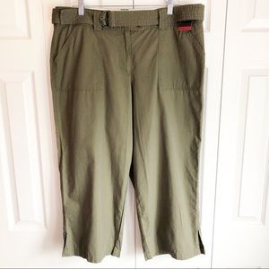 NWT New York & Company Olive Green Capri Pants w/ Belt 16